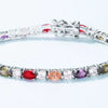 Bracelet S925 Sterling Silver Eggshaped Rainbow Zircon Geometric Retro Simple Style