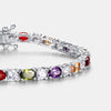 Bracelet S925 Sterling Silver Eggshaped Rainbow Zircon Geometric Retro Simple Style