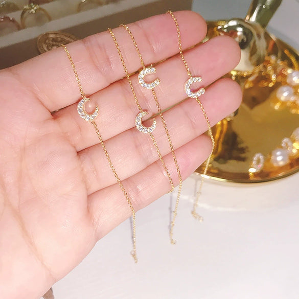 Bracelet S925 Sterling Silver Goldplated Ushaped With Letters Numbers Text For Female