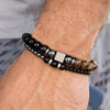 Bracelet Set Crystal Black Frosted Tiger's Eye Iron Stone Cube Unisex Round Style