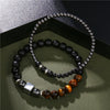 Bracelet Set Crystal Black Frosted Tiger's Eye Iron Stone Cube Unisex Round Style