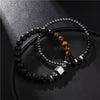 Bracelet Set Crystal Black Frosted Tiger's Eye Iron Stone Cube Unisex Round Style