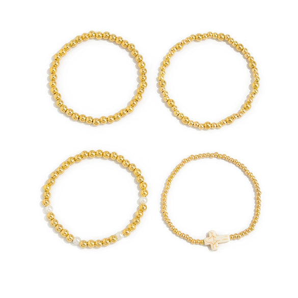 Bracelet Set Imitation Pearl Geometric Handmade Ins Style For Women