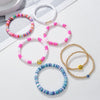 Bracelet Set Multilayer Stretch Line Flat Beads Geometric Smiley Women's Retro Bohemian Style