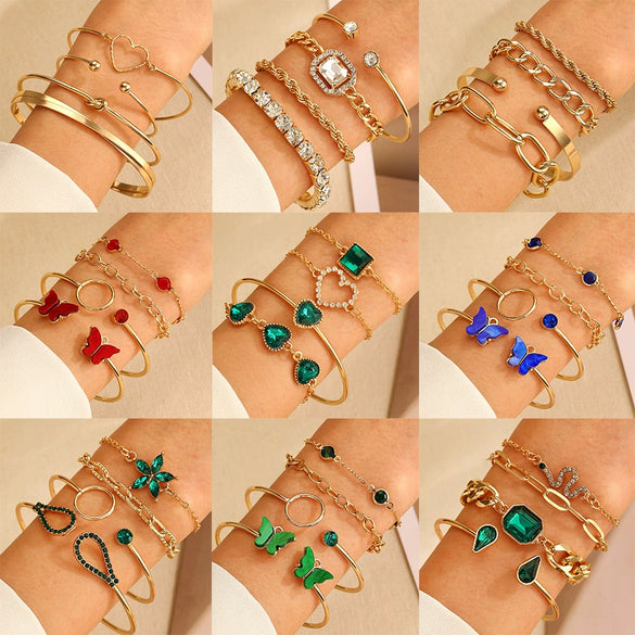 Bracelet Set Zinc Alloy Heart Geometric Animal Zodiac Diamond Women's Jewelry