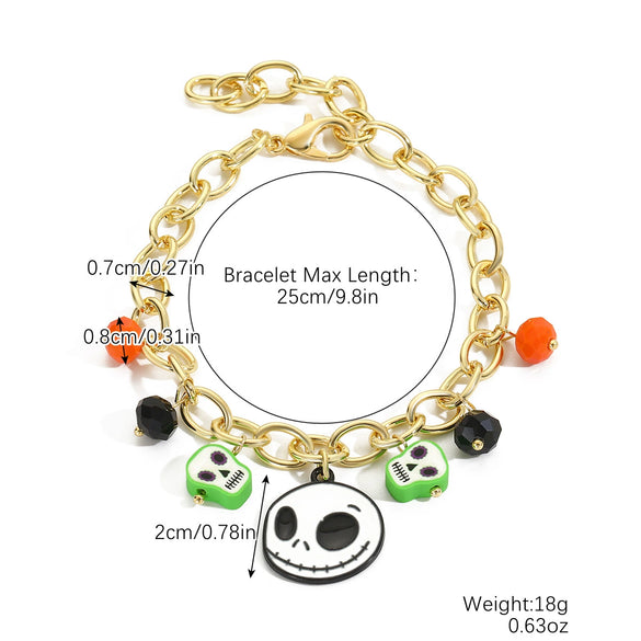 Bracelet Set Zinc Alloy Punk Festival Element Geometric Electroplating Orange Pumpkin Skull Pendant