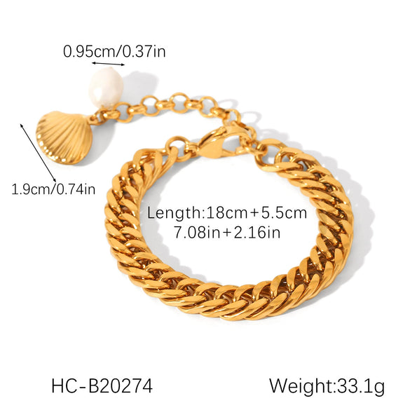Bracelet Shell Freshwater Pearl Stainless Steel Geometric Electroplating Women's Jewelry