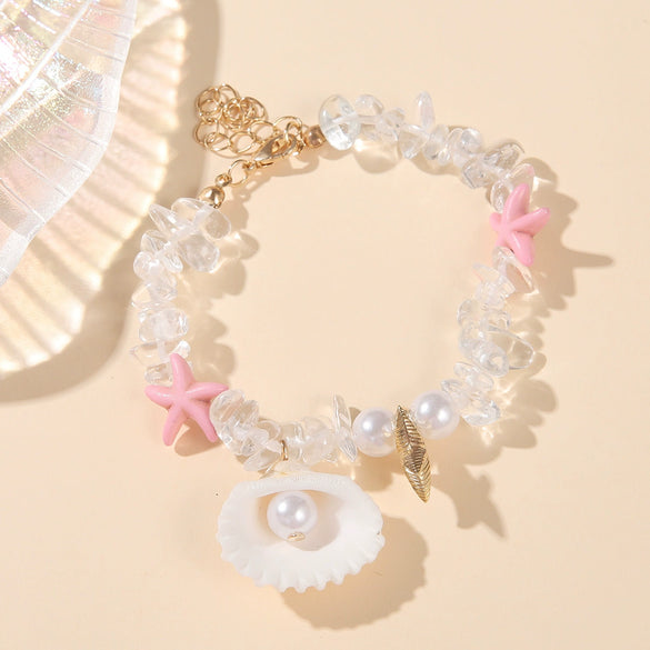 Bracelet Shell Imitation Pearl Gravel Handmade Beads Women's Natural Style