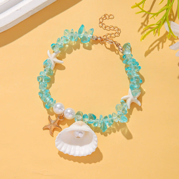 Bracelet Shell Imitation Pearl Gravel Handmade Beads Women's Natural Style