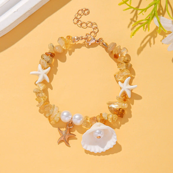 Bracelet Shell Imitation Pearl Gravel Handmade Beads Women's Natural Style