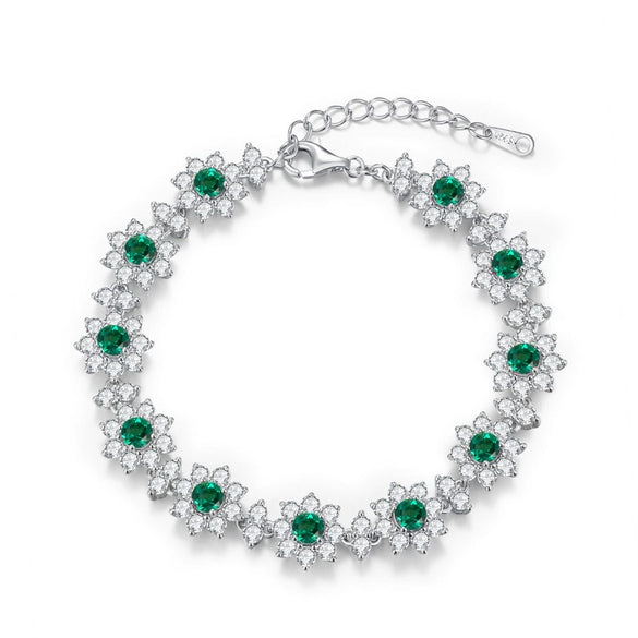 Bracelet 925 Silver Cultivation Emerald Geometric Electroplating Design For Women
