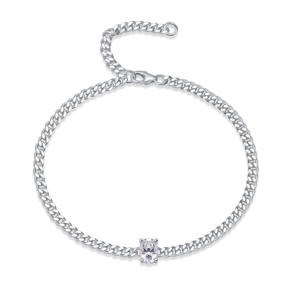 Bracelet 925 Silver Geometric Moissanite Inlay Hip Hop Style For Women