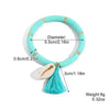 Bracelet Soft Ceramic Shell Color Tassel Bohemian Style With Flowers Ushape Geometric Pattern Electroplated For Women
