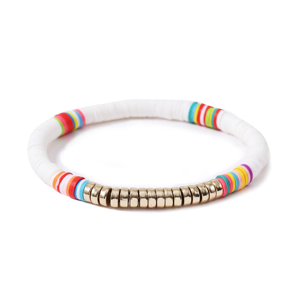 Bracelet Soft Ceramic Shell Color Tassel Bohemian Style With Flowers Ushape Geometric Pattern Electroplated For Women