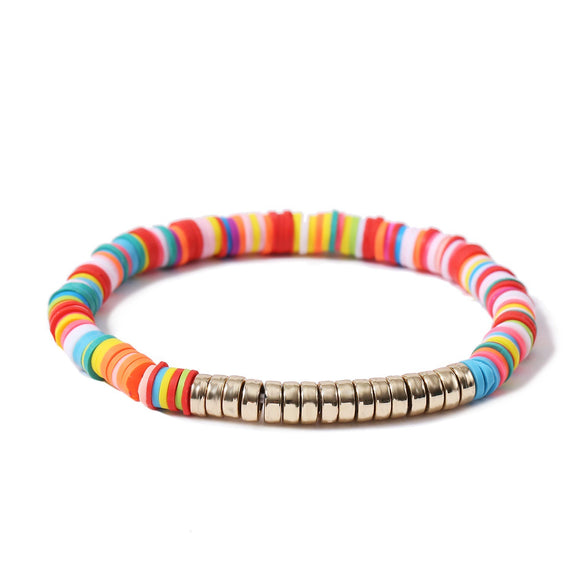 Bracelet Soft Ceramic Shell Color Tassel Bohemian Style With Flowers Ushape Geometric Pattern Electroplated For Women