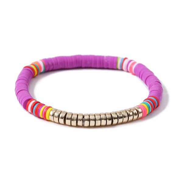 Bracelet Soft Ceramic Shell Color Tassel Bohemian Style With Flowers Ushape Geometric Pattern Electroplated For Women