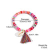Bracelet Soft Ceramic Shell Color Tassel Bohemian Style With Flowers Ushape Geometric Pattern Electroplated For Women