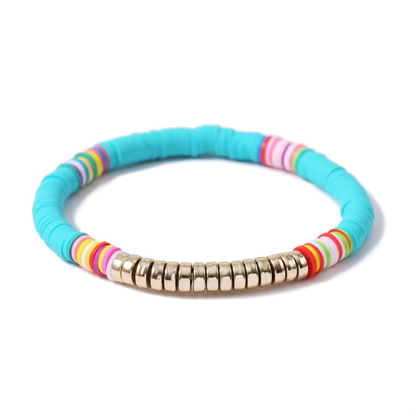 Bracelet Soft Ceramic Shell Color Tassel Bohemian Style With Flowers Ushape Geometric Pattern Electroplated For Women