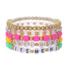 Bracelet Soft Pottery Stainless Steel Copper Acrylic Beads Handmade Bohemian Rope Braided With Letters Numbers Text