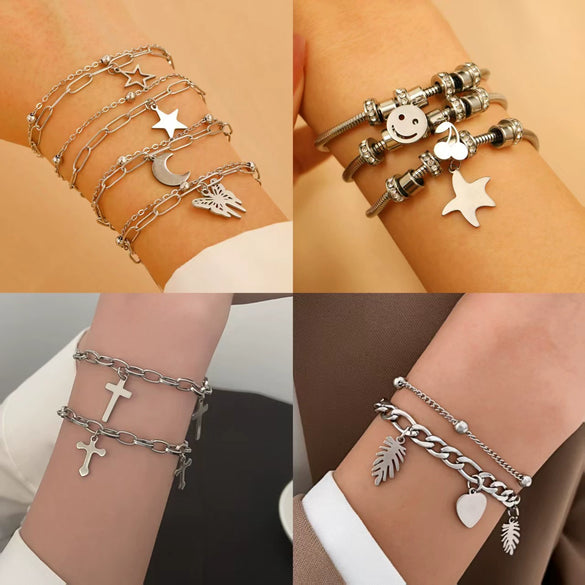 Bracelet Stainless Steel Alloy Unisex Electroplated Geometric Star Minimalist Style
