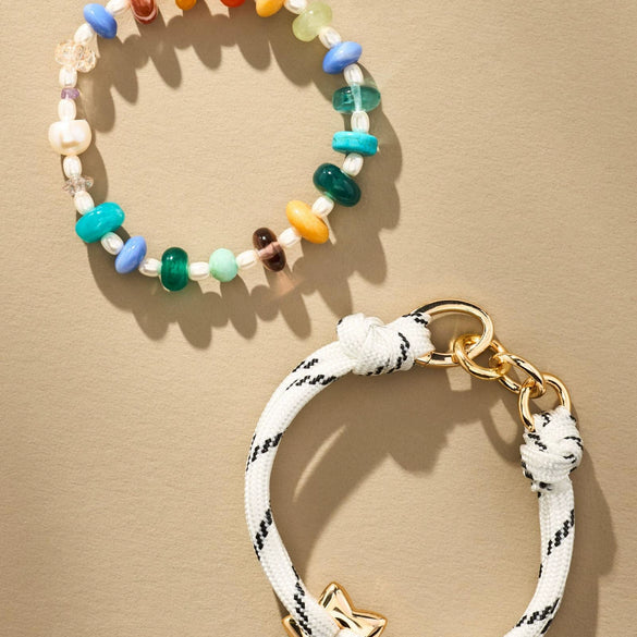 Bracelet Stainless Steel Color Braided Rope Heart Shape Geometric Electroplating Unisex