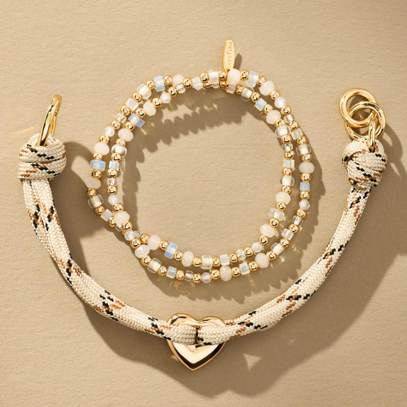 Bracelet Stainless Steel Color Braided Rope Heart Shape Geometric Electroplating Unisex