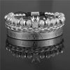 Bracelet Stainless Steel Copper Alloy Microinlaid Zircon Double Leopard Head Black Onyx Geometric Electroplating Style For Men