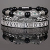 Bracelet Stainless Steel Copper Alloy Microinlaid Zircon Double Leopard Head Black Onyx Geometric Electroplating Style For Men