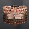 Bracelet Stainless Steel Copper Alloy Microinlaid Zircon Double Leopard Head Black Onyx Geometric Electroplating Style For Men