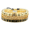 Bracelet Stainless Steel Copper Alloy Microinlaid Zircon Double Leopard Head Black Onyx Geometric Electroplating Style For Men