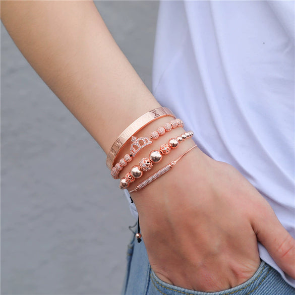 Bracelet Stainless Steel Copper Alloy Microinlaid Zircon Double Leopard Head Black Onyx Geometric Electroplating Style For Men