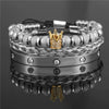 Bracelet Stainless Steel Copper Alloy Microinlaid Zircon Double Leopard Head Black Onyx Geometric Electroplating Style For Men