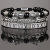 Bracelet Stainless Steel Copper Alloy Microinlaid Zircon Double Leopard Head Black Onyx Geometric Electroplating Style For Men