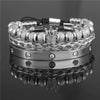 Bracelet Stainless Steel Copper Alloy Microinlaid Zircon Double Leopard Head Black Onyx Geometric Electroplating Style For Men