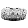 Bracelet Stainless Steel Copper Alloy Microinlaid Zircon Double Leopard Head Black Onyx Geometric Electroplating Style For Men