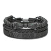 Bracelet Stainless Steel Copper Alloy Microinlaid Zircon Double Leopard Head Black Onyx Geometric Electroplating Style For Men
