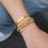 Bracelet Stainless Steel Copper Alloy Microinlaid Zircon Double Leopard Head Black Onyx Geometric Electroplating Style For Men