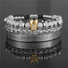 Bracelet Stainless Steel Copper Alloy Microinlaid Zircon Double Leopard Head Black Onyx Geometric Electroplating Style For Men