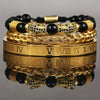 Bracelet Stainless Steel Copper Alloy Microinlaid Zircon Double Leopard Head Black Onyx Geometric Electroplating Style For Men