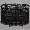 Bracelet Stainless Steel Copper Alloy Microinlaid Zircon Double Leopard Head Black Onyx Geometric Electroplating Style For Men