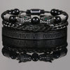 Bracelet Stainless Steel Copper Alloy Microinlaid Zircon Double Leopard Head Black Onyx Geometric Electroplating Style For Men