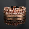 Bracelet Stainless Steel Copper Alloy Microinlaid Zircon Double Leopard Head Black Onyx Geometric Electroplating Style For Men