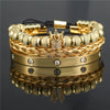 Bracelet Stainless Steel Copper Alloy Microinlaid Zircon Double Leopard Head Black Onyx Geometric Electroplating Style For Men