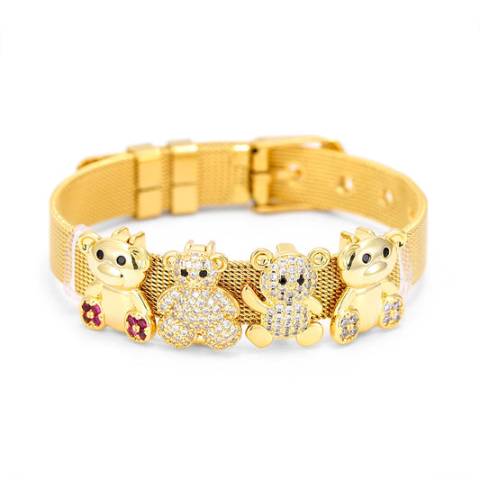 Bracelet Stainless Steel Copper Inlaid With Zircon Electroplating Personality Animals Letters Numbers Text Style
