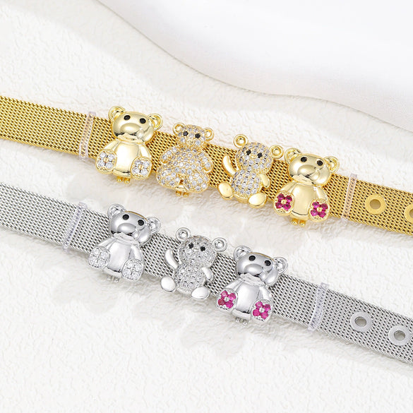 Bracelet Stainless Steel Copper Inlaid With Zircon Electroplating Personality Animals Letters Numbers Text Style