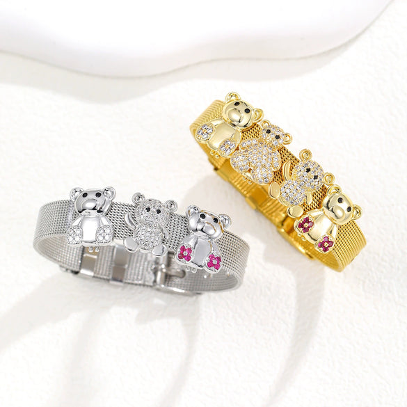 Bracelet Stainless Steel Copper Inlaid With Zircon Electroplating Personality Animals Letters Numbers Text Style