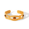 Bracelet Stainless Steel French Palace Style Woven Texture Set With Gemstones Retro Minimalist Women's