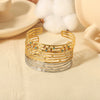 Bracelet Stainless Steel French Retro Court Style Geometric Hollow Open Electroplated Inlaid Zircon