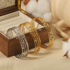 Bracelet Stainless Steel French Retro Court Style Geometric Hollow Open Electroplated Inlaid Zircon