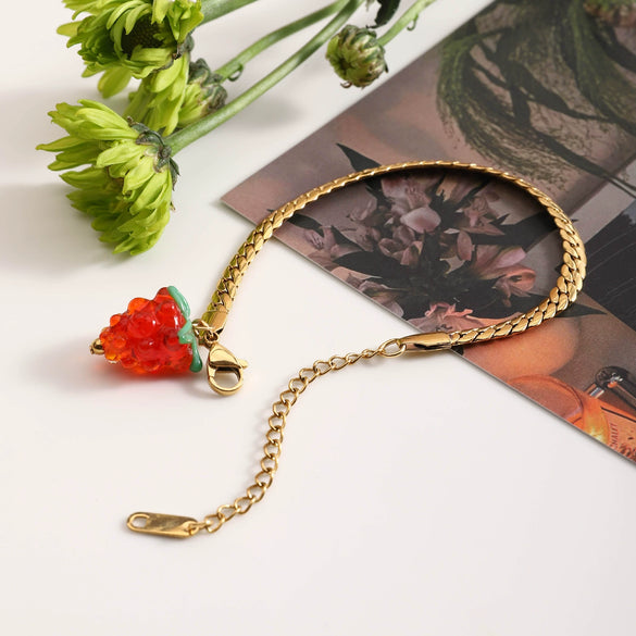 Bracelet Stainless Steel Fruit Pattern Electroplated Design Jewelry For Girls